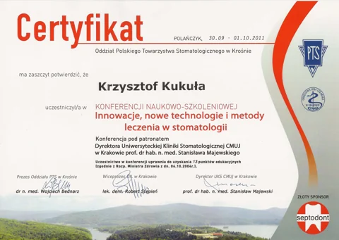 Dokument potwierdzający kwalifikacje zespołu Dr Kukuła
