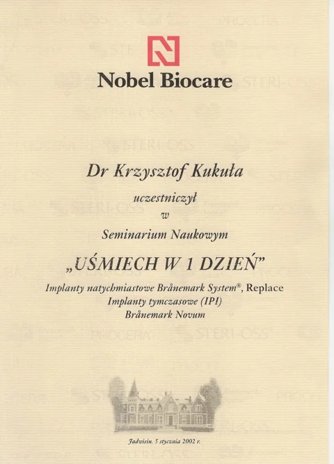 Dokument potwierdzający kwalifikacje zespołu Dr Kukuła