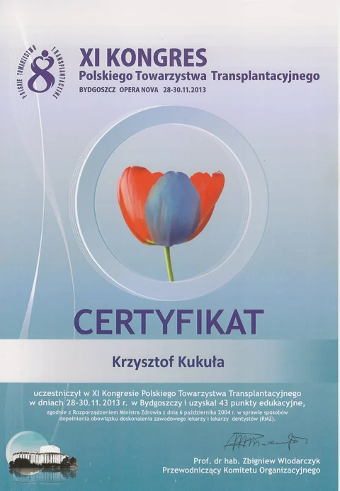 Dokument potwierdzający kwalifikacje zespołu Dr Kukuła