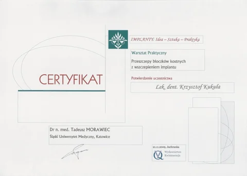 Dokument potwierdzający kwalifikacje zespołu Dr Kukuła