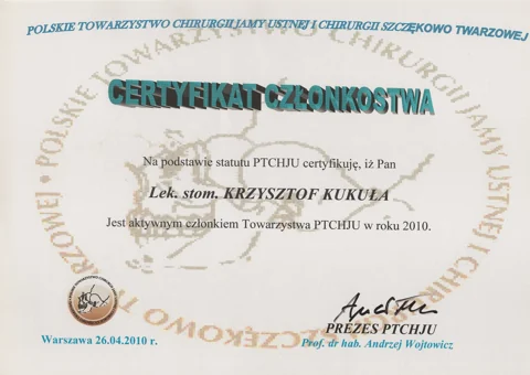 Dokument potwierdzający kwalifikacje zespołu Dr Kukuła