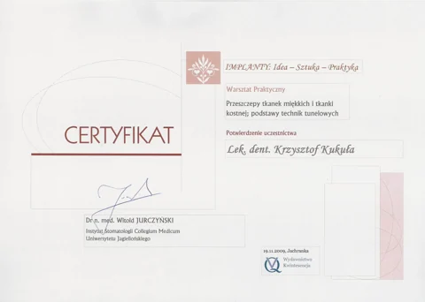Dokument potwierdzający kwalifikacje zespołu Dr Kukuła