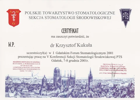 Dokument potwierdzający kwalifikacje zespołu Dr Kukuła